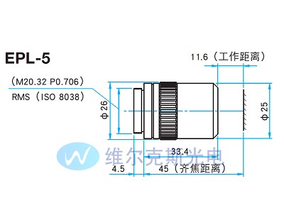 长工作距离齐焦物镜45mm